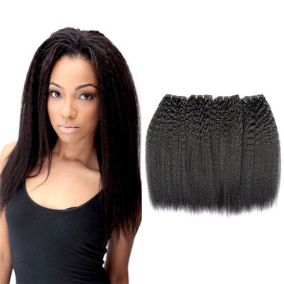 

7A Malaysian Virgin Hair Kinky Straight Hair Weave 5 Bundles 100 Yaki Human Hair Extensions Malaysian Straight Hair Color 1B