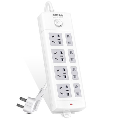 

Deli 18213 new national standard 8 3 m total control switch socket insert plug board wiring board row plug drag line board