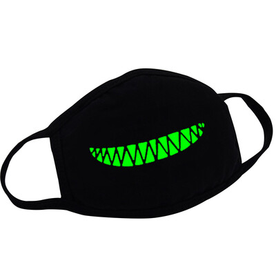 

MyMei Мужская черная маска для рта Светло-серебристая светящаяся пыль Teehth Fangs Mask Hot