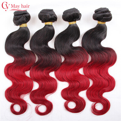 

8A Brazilian Virgin Hair Ombre 4 Bundles Brazilian Body Wave 1B Burgundy Ombre Red Burgundy Human Hair Weave Hair 4 Pcs