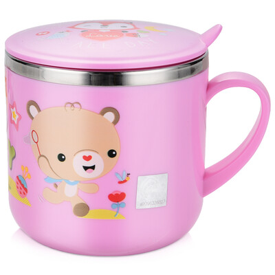 

Fisher-Price cups children&39s stainless steel cups male&female students single handle with cup lid drink cup 270ML pink