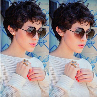 

6 Inch Short Human Hair Wigs for Black Women Curly Machine Made None Lace Wigs Virgin Hair Short Celebrity Wigs No Tangle