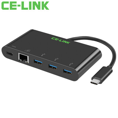

CE-LINK 1677 Тип-C до Gigabit Ethernet Интерфейс USB3.0 + тип c зарядный порт / сплиттер OTG Конвертер USB-C в RJ45 HUB-кабель расширения сетевой карты черный