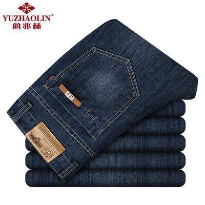 

Yu Zhaolin jeans men leisure and comfortable men straight in the waist simple denim trousers YZL512 blue and black 35