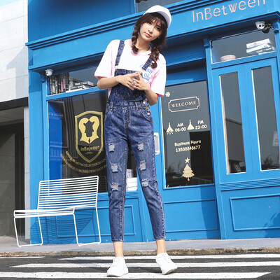 

VIVAHEART Korean casual loose wild nine pass hole jeans female VWKN172436 dark blue 29