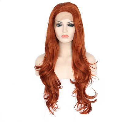 

Anogol Long Wavy Wigs Peruca Laco Sintetico Glueless Auburn Heat Resistant Fiber Fully Hair Wigs Synthetic Lace Front Wig
