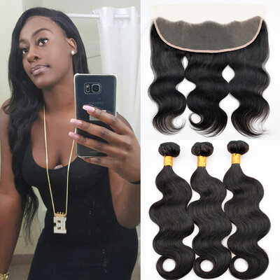 

13x4 Ear To Ear Lace Frontal Closure With Bundles 8A Brazilian Body Wave With Frontal Closure Brazilian Virgin Hair With Closure