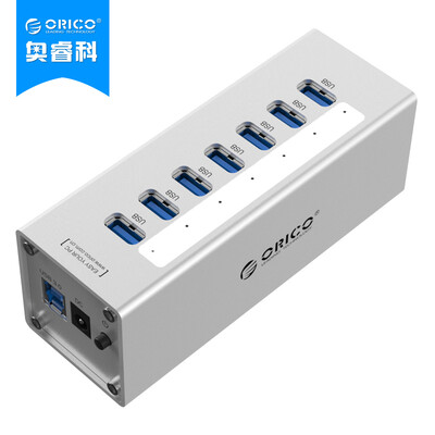 

ORICO A3H7 Aluminum MAC Desktop 7 USB3.0 Hub HUB Extended Splitter with Power Silver