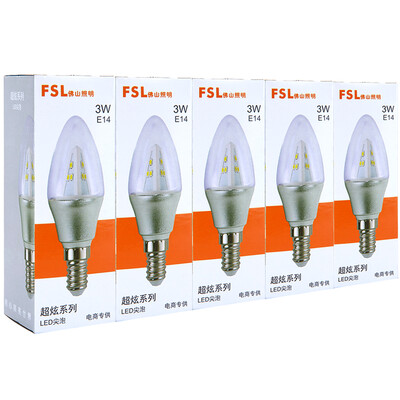 

Jingdong Supermarket Foshan Lighting FSL LED Crystal Light Energy-saving bubble tip 3W transparent E14 day mark 6500K Hyun silver tip 2