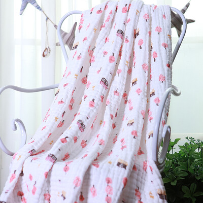 

Hi baby baby towel multi-purpose gauze blanket 6 layer cotton bubble gauze towel was blanket washed gauze children bath towel thickening 115 115CM pink