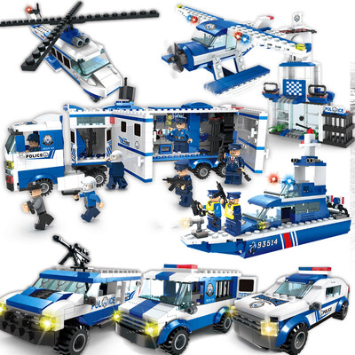 

World Standard (XIPOO) Puzzle Assembled Building Block City Police Series Children's Toys 6-7-8-10-12 years old boy gifts 6 in 1 mobile police station 93514