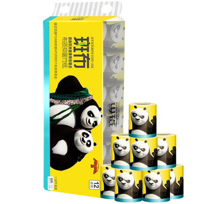 

Blanket (BABO) color toilet paper without bleach bamboo pulp Kung Fu Panda series 4 layer 160g core rolls paper * 12 volumes