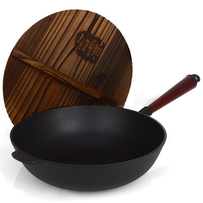 

Jingdong Supermarket] Jirui wok 31CM cast iron flat iron wok wicker JR3081
