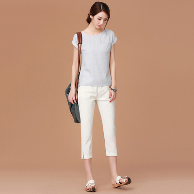 

City Plus CITYPLUS Arts & Crafts Elasticity Waistband Loose Harlem Pants Break Forks CWKX175157 White XL