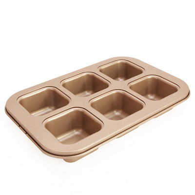 

Jingdong Supermarket CHEFMADE Bread Mold Square 6 Cream Non-stick Mini Bread Bread Hamburger Cake Dessert Multifunctional Baking Mold Gold WK9150