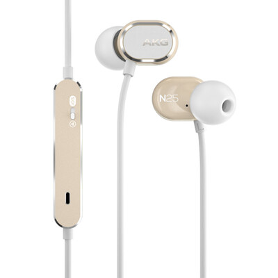 

AKG N25 Double Action Ring Ear Высокое разрешение Универсальное управление проводами с плетеной музыкой HIFI гарнитура для мобильных телефонов Champagne Gold