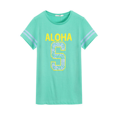

Semir Semir short sleeve T-shirt summer ladies round neck letters printed straight t-shirt Korean version 12216000038 ice blue
