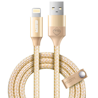 

(ESR) Apple MFI сертифицированный кабель для зарядки кабеля для передачи данных usb iphone6 ​​/ 6s / 7/8 Plus / X / 10 / SE / iPad обновление сплетено 1 м-шампанское золото