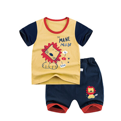 

Yue Tong Lai children's suit summer boy short-sleeved T-shirt haulong pants summer suit Y1922 yellow lion 90