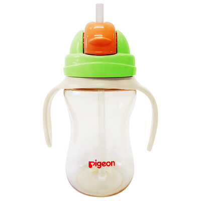 

Pigeon Bigeon binaural portable large capacity PPSU baby child straw cup clear green