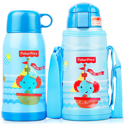 

The United States Fisher-Price baby sucker cup baby insulation kettle drink cup with double cup cover including cup sets 550ML blue