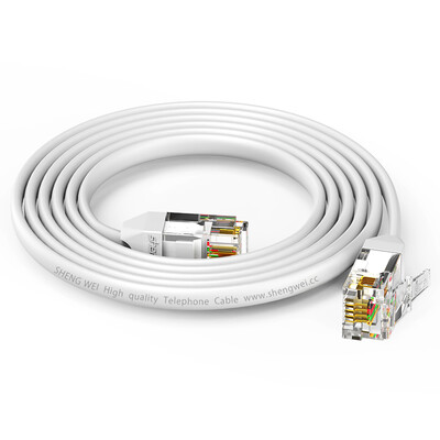 

Win shengwei telephone line 4-core indoor plane multi-strand flat 8 m white 6P4C pure copper finished RJ11 cable TC-1080B