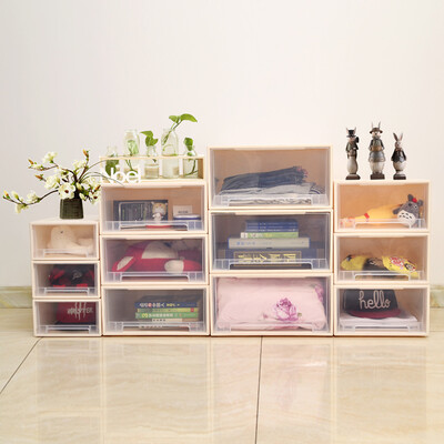 

Baicaoyuan plastic storage box storage box drawer storage cabinet locker wardrobe storage box 20L 1 pack transparent color