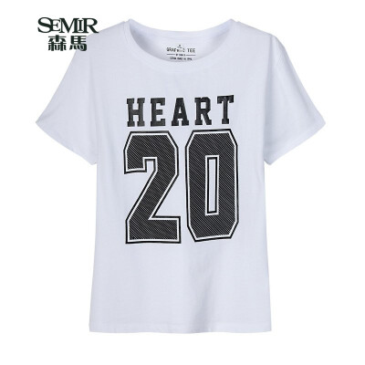 

Semir Semir Short Sleeve T-Shirt Summer Lady Casual Loose Letter Print T-Shirt Couple 12216000044 Light Blue M