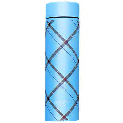 

HAERS Fashion Straight Thermos Double Stainless Steel Cup Business Office Men&Women Tea Cup 450ml Stripe Pink