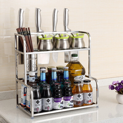 

Ai heart still kitchen racks storage rack stainless steel 201 upgrade models two-tier trapezoidal insert rack 2035A (with chopsticks cup with 4 hooks