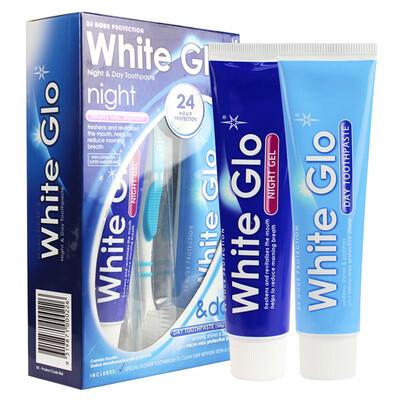 

Хаи Бао (White Glo) день и ночь для косметического ухода пакет зубная паста (ежедневно зубная паста 100г + ночь со специальной зубной щеткой зубной пасты 85g + 1) Австралия импортируемого
