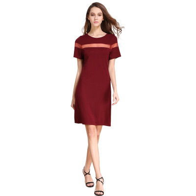 

B&N Women Crew Neck Short Sleeve Casual T-shirt Dress Jersey with Mesh Panel