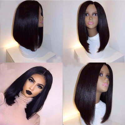 

Short human hair Bob Wig With Baby Hair Lace Front Wigs Brazilian Straight Lace front Bob Wigs For Black women