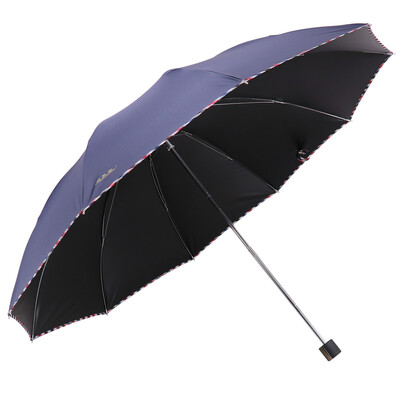 

[Jingdong Supermarket] Paradise umbrella UPF50 + increase reinforcement Velcro strong water repellent one dry three fold business sunny umbrella umbrella deep blue 3311E vinyl