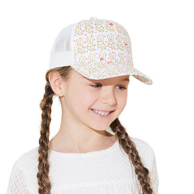 

Kenmont km-4777 3-6 years old cotton pink childrens baseball hat baby cartoon print sunscreen cap white