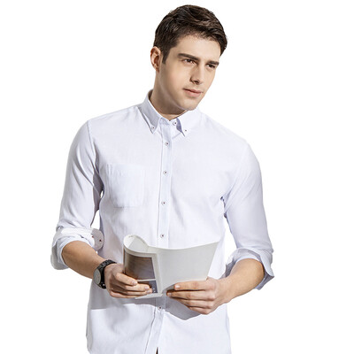 

Red Beans Hodo Men Men Dress Up Оксфорд Спиннинг с длинным рукавом рубашка Белый 38