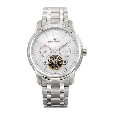 

Seagull SeaGull watch multi-function flywheel series double calendar automatic mechanical male watch white plate 816424