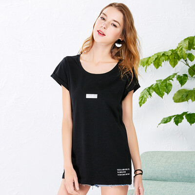 

Red beans IDF women&39s simple print fashion T-shirt women FTD7201B 90 black 160 84A