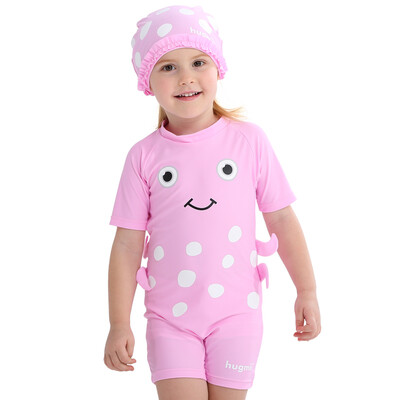 

Hugmii children's conjoined swimsuit three-dimensional modeling swimsuit swim cap baby child swimwear pink octopus 110/58 F17LTY234