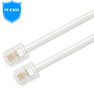 

IT-CEO V084D-2 4-core multi-strand 6P4C pure copper telephone line home machine cable telephone connection extension line finished with crystal head length 2 meters white