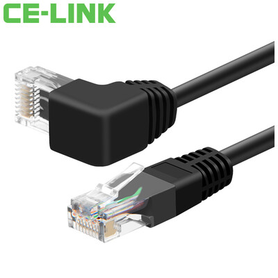 

CE-LINK 1735 CAT6 Шесть-классный высокоскоростной кабель 2-метровая голова с прямым углом наклона 90 градусов локтевой кабель круглый провод позолоченный шрапнель сетевой кабель черный
