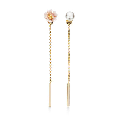

Static style flower and dream S925 silver earrings asymmetrical earrings female variety of wear Japanese and Korean temperament ear line Valentine's Day gift to send his girlfriend birthday gift gold