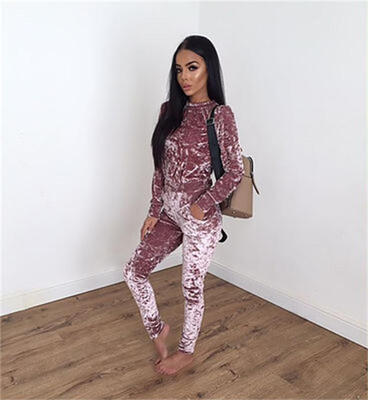 

New winter fashion in Europe&America pleuche tailored trouser suit female tide