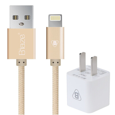 

BIAZE Apple 76 5s Data Line 1m Gold 5V 1A Cell Phone Flat Charger iPhone5 6s 7 Plus New iPad Air Mini Set M8 K2