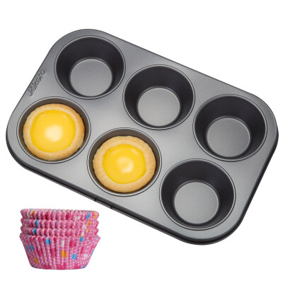 

Jingdong Supermarket Jingdong Supermarket Jiekai Nuo Baking Tools Carbon Steel Non-stick coating Maffin Cake 6 Cushion Tarts Paper Cup Cake Baking Mold