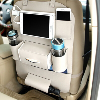 

Huashi car seat back storage bag car supplies seat bag storage bag interior modification special accessories luxury models with double mobile phone bag can be placed ipad beige