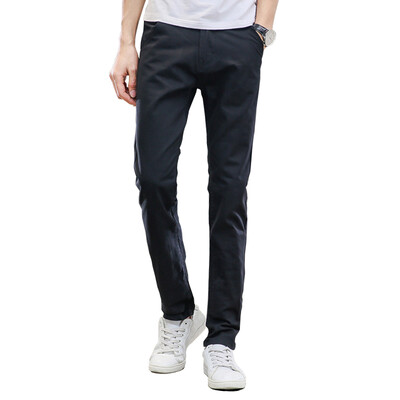 

GEEDO вскользь брюки мужчины прямые сплошной цвет Тонкие брюки casual 919 черный 28