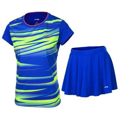 

Li Ning LI-NING 17 New Badminton Match Suit Top Shorts T-shirt AATM033-6 Male White