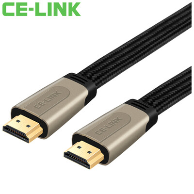 

CE-LINK HDMI-кабель 2 метра плоский кабель с высоким разрешением кабель версия 2.0 компьютер HDTV монитор проектор поддержка линии 4K * 2K тканая проволока круглый 1837
