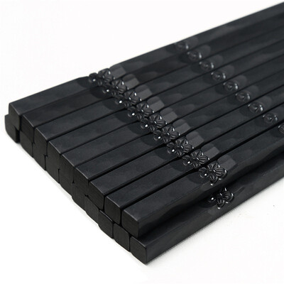 

【Jingdong Supermarket】 Pickup Alloy Chopsticks Stainless Moldy Chocolate Chopsticks 10 Double Home Furnishings Japanese Style Chopsticks Carvings 23cm SK-6158